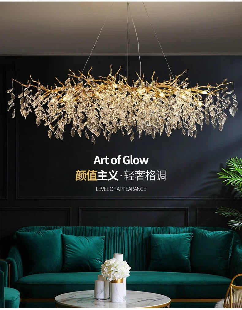Chandelier - Luxury Gold Crystal LED Pendant Lamp Indoor Villa Lighting SW-36210457 - SWEET-LIGHTS