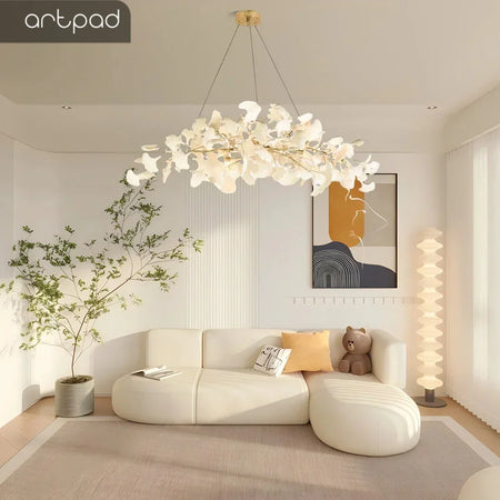 Chandelier - Nordic Modern Long Ginko Leaf Pendant Light for Living Room Dining Room Bedroom Kitchen SW-36210478 - SWEET-LIGHTS