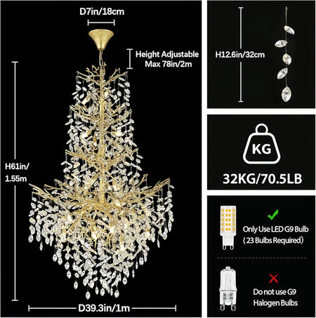 Chandelier - Luxury Modern Crystal Ceiling Lighting for High Ceilings SW-36210478 - SWEET-LIGHTS