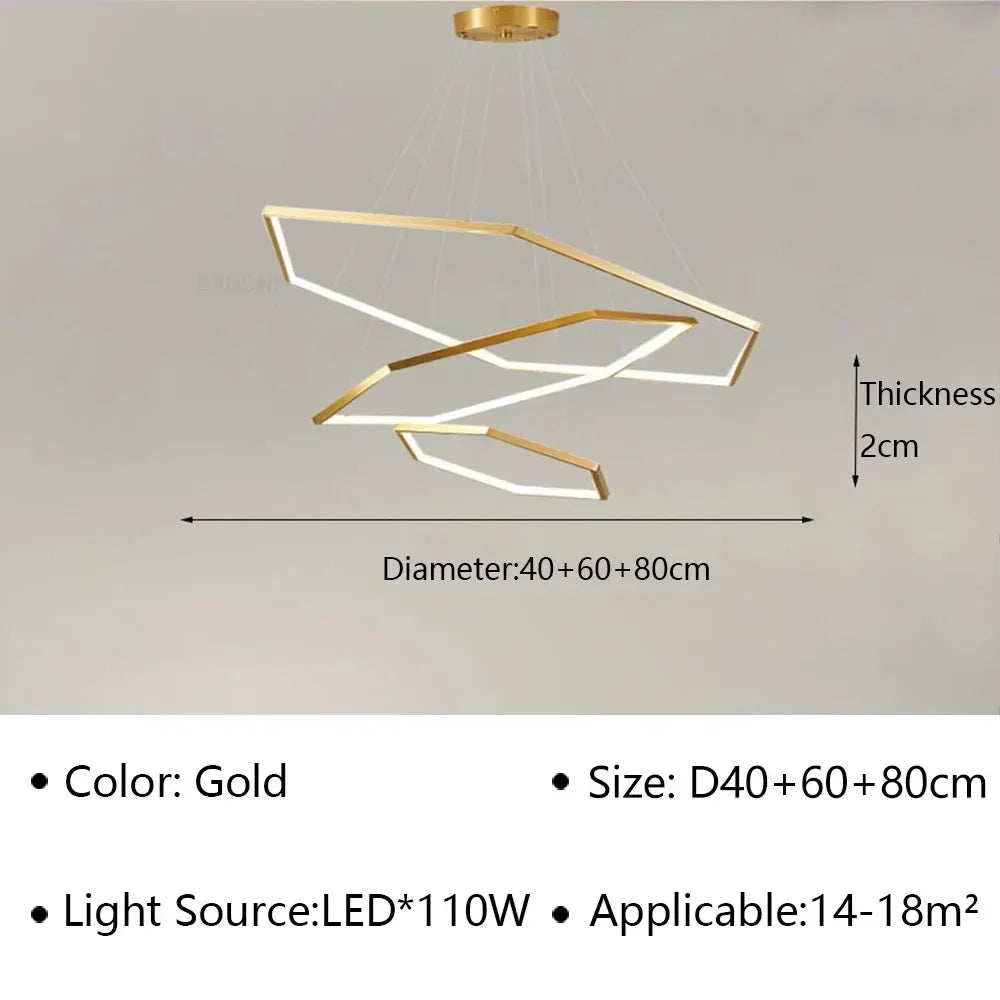 Pendant Light - Modern Luxury Gold Hexagon LED Chandelier SW-36210578 - SWEET-LIGHTS