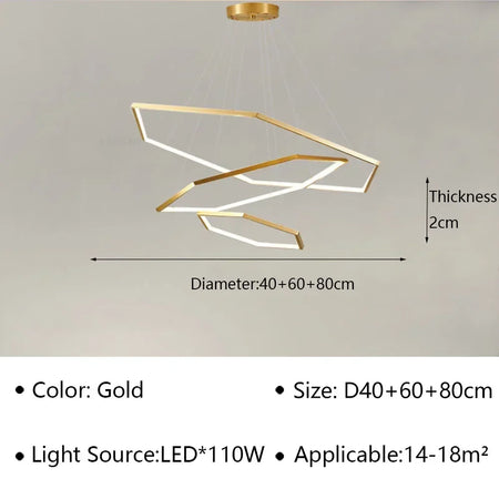 Pendant Light - Modern Luxury Gold Hexagon LED Chandelier SW-36210578 - SWEET-LIGHTS