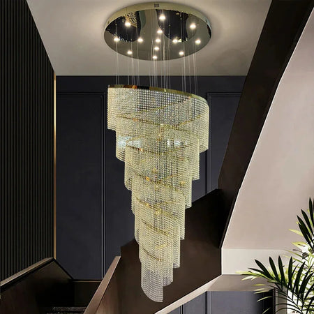 Chandelier - Large Spiral Design Crystal Chandelier For Staircase Hallway Lobby Modern LED Cristal Lamp Luxury Home Decor SW-36210345 - SWEET-LIGHTS