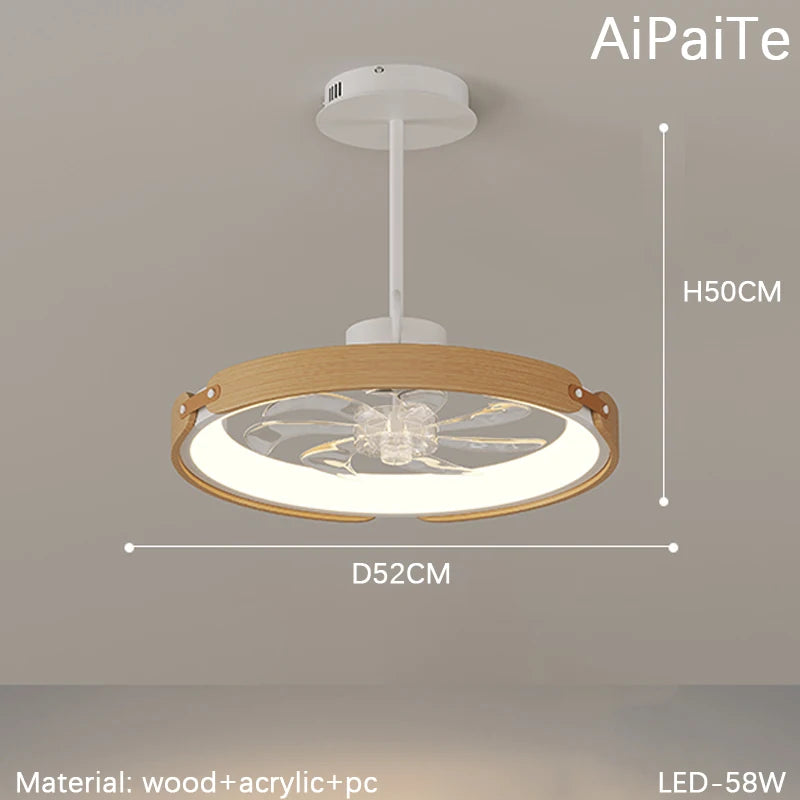 Fans - BOSSEN Modern Walnut Fan Lamp for Living Room Decor SW-36210348 - SWEET-LIGHTS