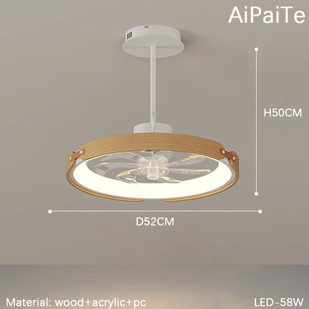 Fans - BOSSEN Modern Walnut Fan Lamp for Living Room Decor SW-36210348 - SWEET-LIGHTS