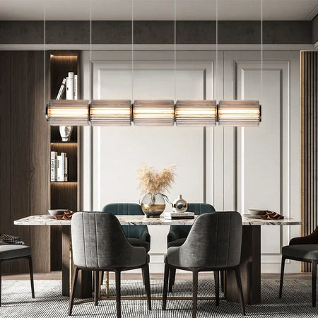 Pendant Light - Restaurant Long Stripe Smoke Gray Glass LED Lamp SW-36210456 - SWEET-LIGHTS