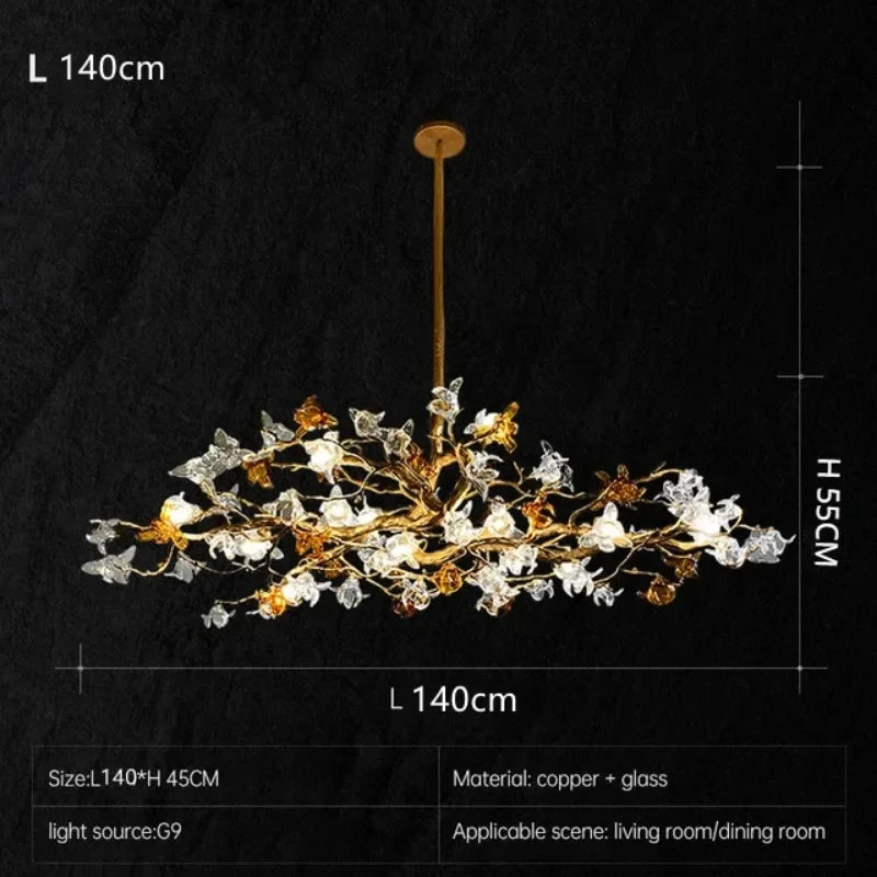 Chandelier - Style Vintage Copper Flower LED Light SW-36210458 - SWEET-LIGHTS