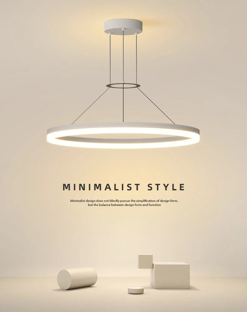 Pendant Light - Modern Minimalist Led Pendant Lamp For Living Room Bedroom Dining Kitchen Black Ring Chandelier SW-36210347 - SWEET-LIGHTS