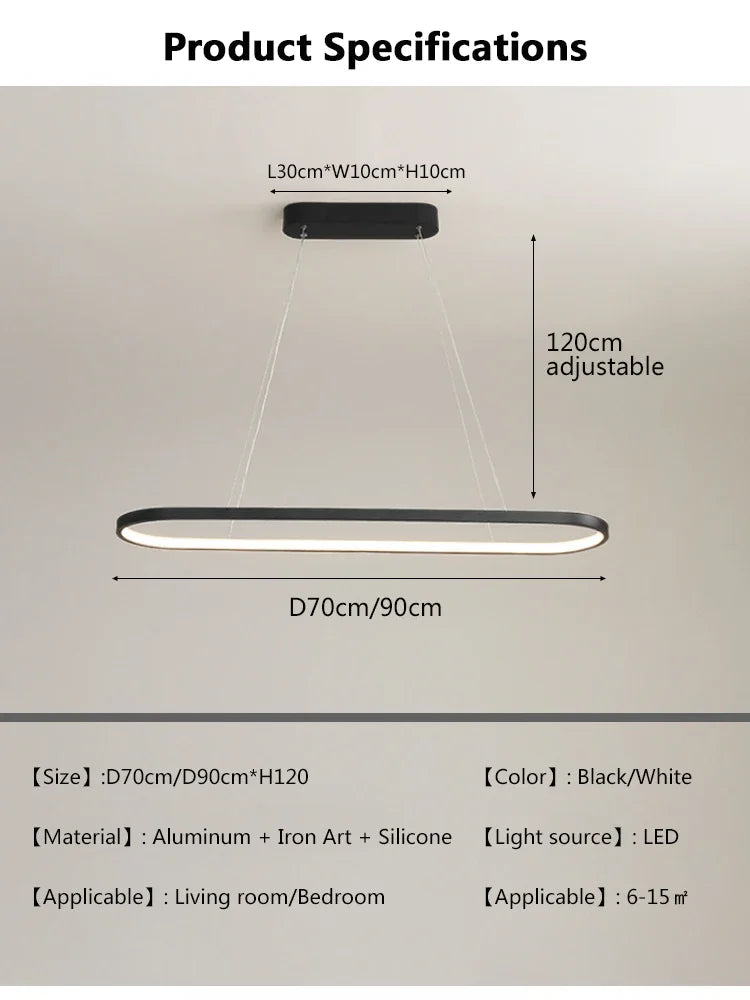 Pendant Light - Modern LED 70/90cm Elliptical Lamp SW-36210789 - SWEET-LIGHTS