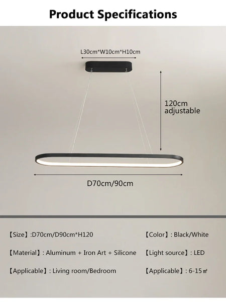 Pendant Light - Modern LED 70/90cm Elliptical Lamp SW-36210789 - SWEET-LIGHTS