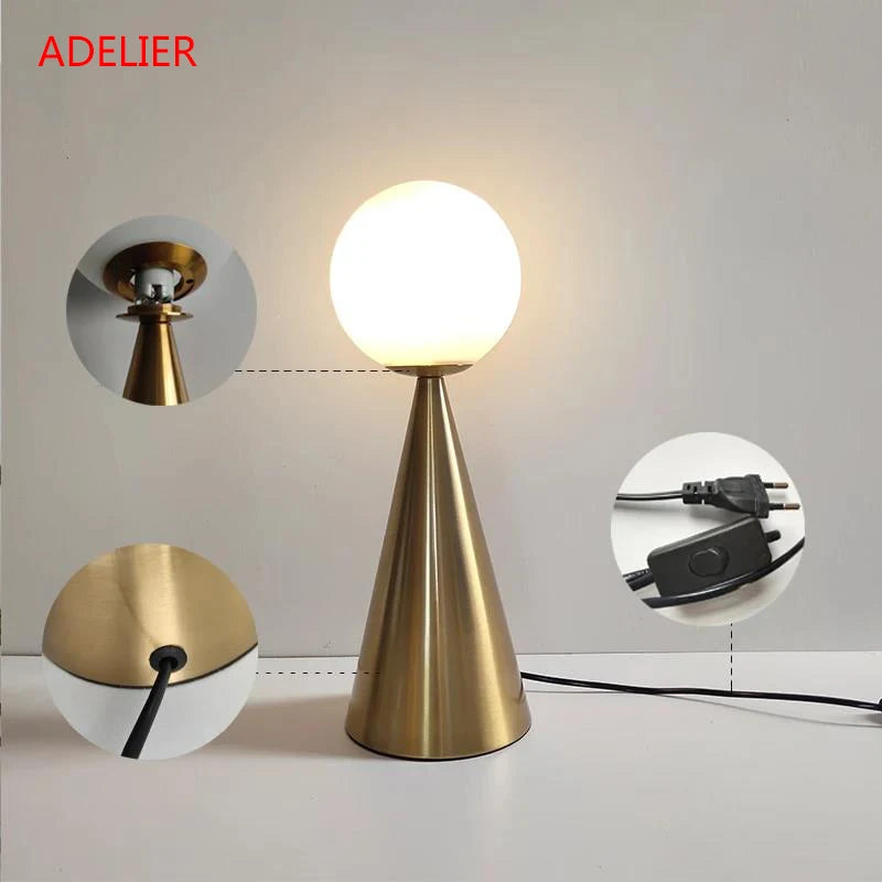 Table Lamp - Postmodern Bedside Art Cone Golden Glass SW-36210345 - SWEET-LIGHTS