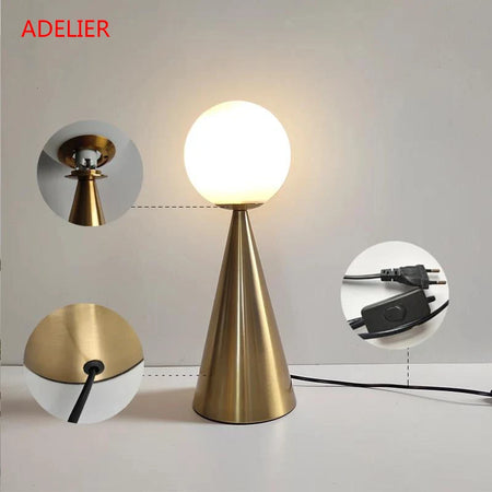 Table Lamp - Postmodern Bedside Art Cone Golden Glass SW-36210345 - SWEET-LIGHTS