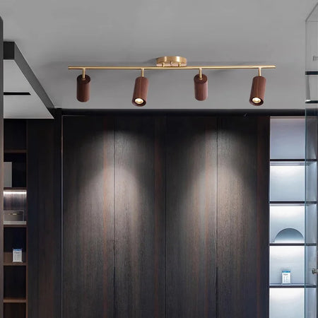 Spotlight - Walnut Wood Brass Spotlight Ceiling Light Fixture for Living Room, Dining Room, Kitchen Island, Corridor, Bedroom SW-36210436 - SWEET-LIGHTS