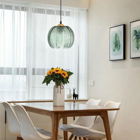 Pendant Light - Nordic Glass Green Leaf Pattern Fixture SW-36210789 - SWEET-LIGHTS