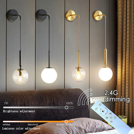Wall Light - Nordic 2.4G Remote Control Dimming Black/Gold Lamp SW-36210345 - SWEET-LIGHTS
