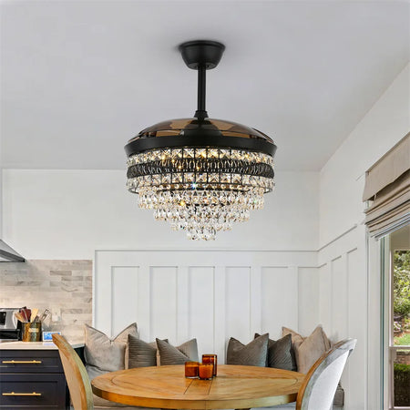 Fans - Crystal Fan Light 42 Inches With Remote Control 6 Level Luminaire SW-36210456 - SWEET-LIGHTS