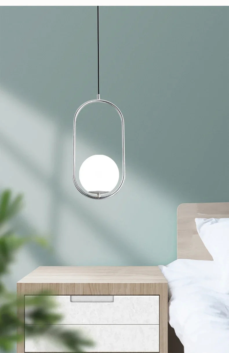 Pendant Light - Modern Glass Ball LED Hanging Lamp Brass Black Chrome SW-36210347 - SWEET-LIGHTS