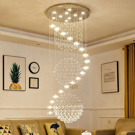 Chandelier - Modern Long Staircase Crystal Pendant Light SW-36210123 - SWEET-LIGHTS