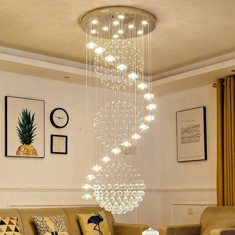 Chandelier - Modern Long Staircase Crystal Pendant Light SW-36210123 - SWEET-LIGHTS
