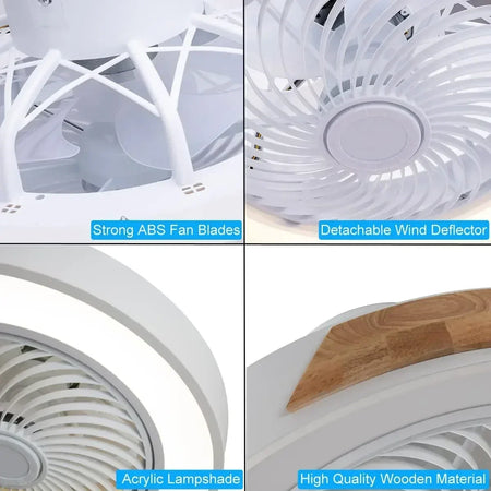 Fans - Modern Low Profile Wood Ceiling Fan Light with Remote Control SW-36210789 - SWEET-LIGHTS