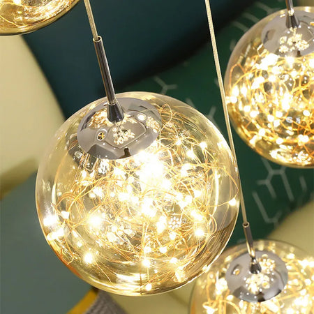 Pendant Light - Modern Led Chandelier Glass Ball Dimmable for Staircase Living Room SW-36210345 - SWEET-LIGHTS