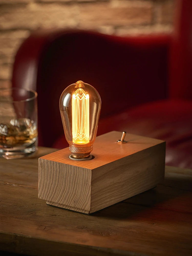 Table Lamp - Vintage Retro Wooden Block Toggle Switch Cube Lamp Table Desk Light for Bedroom Living Room Decor SW-36210789 - SWEET-LIGHTS