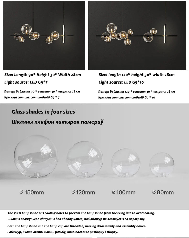 Pendant Light - Nordic LED Chandelier Clear Glass Ball Art Decor SW-36210457 - SWEET-LIGHTS