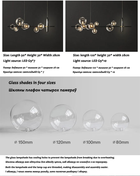 Pendant Light - Nordic LED Chandelier Clear Glass Ball Art Decor SW-36210457 - SWEET-LIGHTS