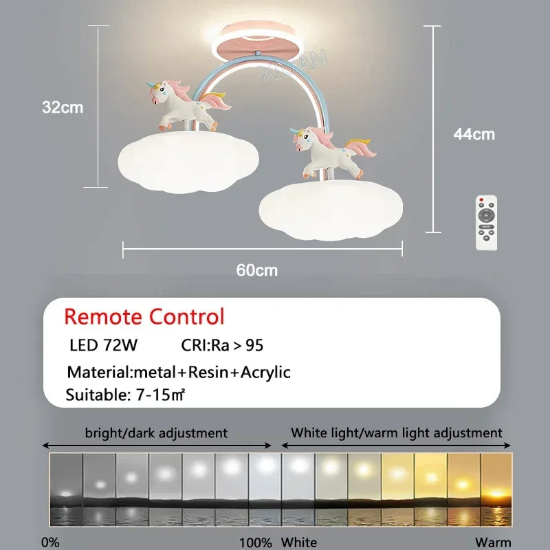 Children Lighting - Nordic Child Unicorn Ceiling Light Dimmable for Girl Bedroom Nursery Home Decor SW-36210458 - SWEET-LIGHTS