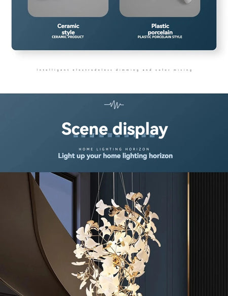 Chandelier - NEW Luxury Staircase Ginkgo Leaf Pendant Lighting SW-36210347 - SWEET-LIGHTS