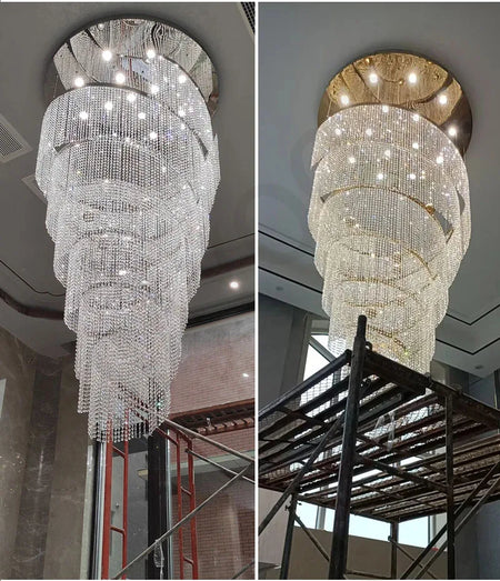 Chandelier - Large Spiral Design Crystal Chandelier For Staircase Hallway Lobby Modern LED Cristal Lamp Luxury Home Decor SW-36210345 - SWEET-LIGHTS