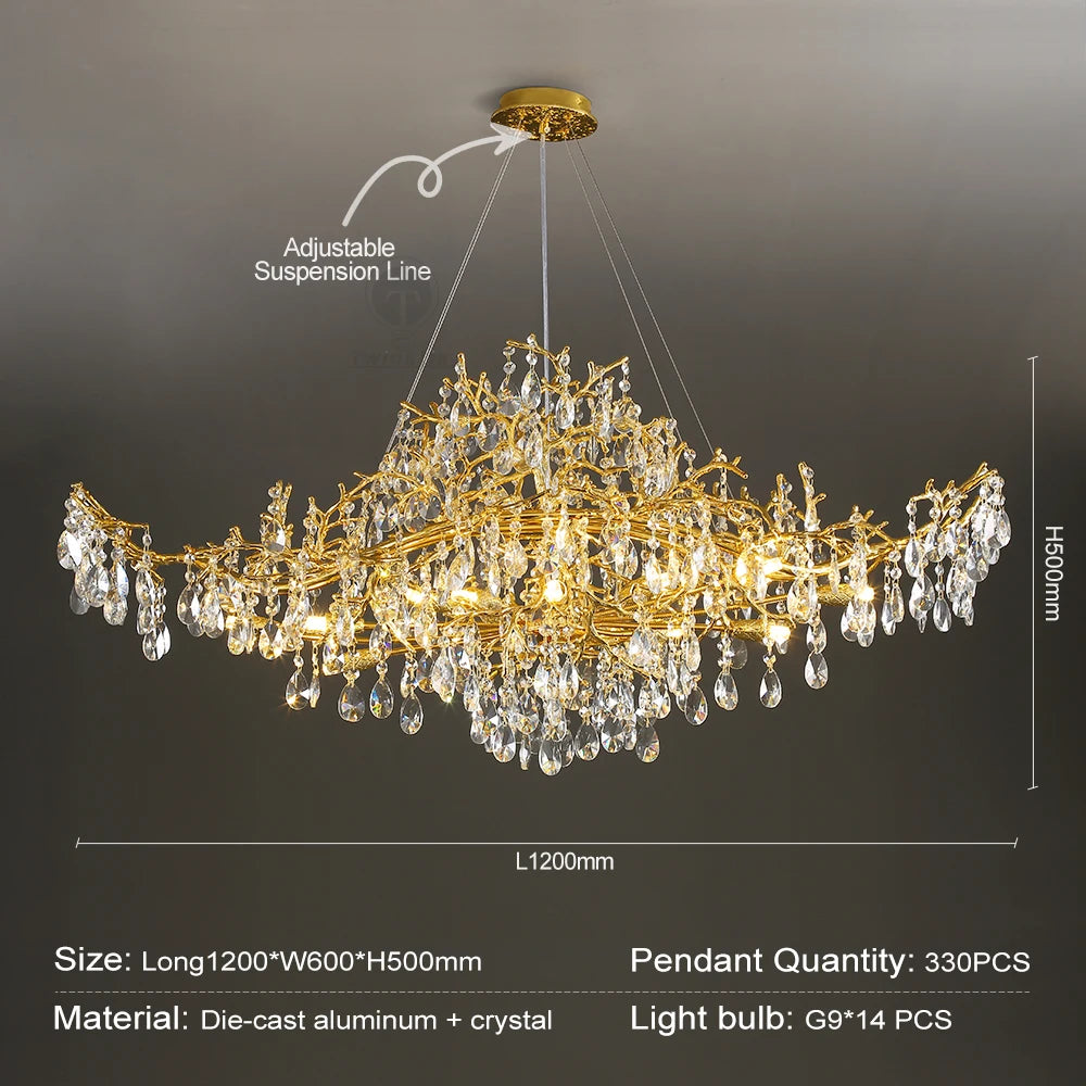 Chandelier - Modern Luxury Crystal Chandelier Gold For Kitchen Dining Living Room Bedroom SW-36210458 - SWEET-LIGHTS
