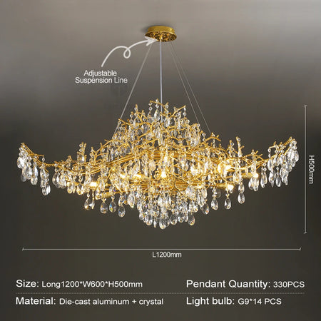 Chandelier - Modern Luxury Crystal Chandelier Gold For Kitchen Dining Living Room Bedroom SW-36210458 - SWEET-LIGHTS