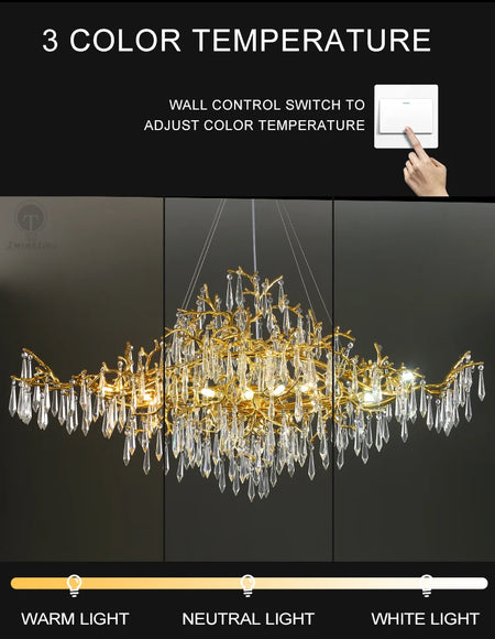 Chandelier - Modern Luxury Crystal Chandelier Gold For Kitchen Dining Living Room Bedroom SW-36210458 - SWEET-LIGHTS