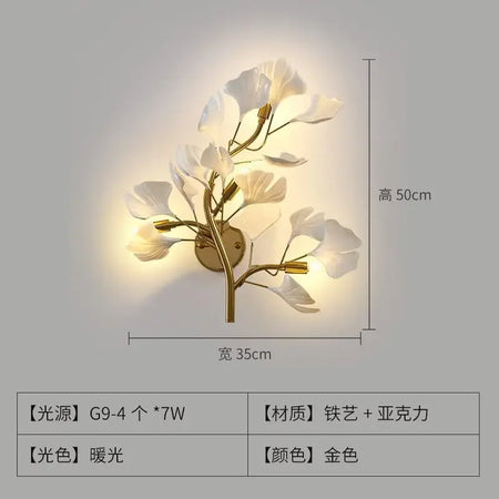 Wall Light - Creative Foyer Nordic Bedroom Ginkgo Leaf Lamp SW-36210234 - SWEET-LIGHTS