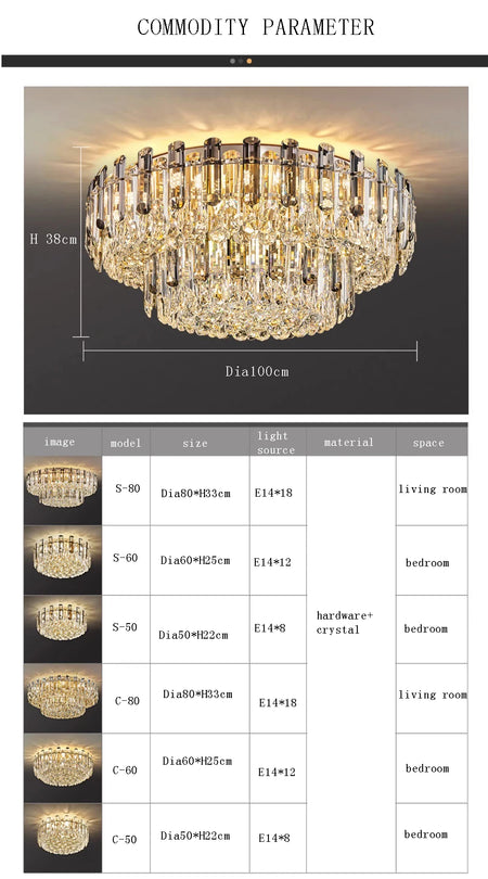 Chandelier - Modern Luxury Clear Amber Crystal Ceiling Lamp Elegant LED Lighting SW-36210234 - SWEET-LIGHTS