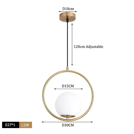 Pendant Light - Modern Glass Ball LED Hanging Lamp Brass Black Chrome SW-36210347 - SWEET-LIGHTS