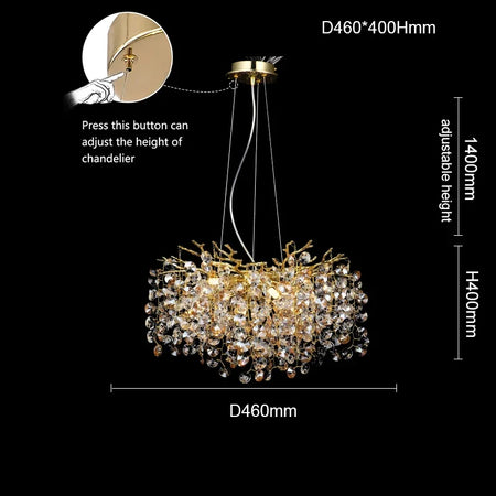Chandelier - Luxury Gold Crystal Pendant Light for Dining Room SW-36210347 - SWEET-LIGHTS