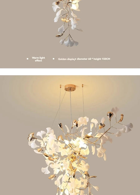 Chandelier - NEW Luxury Staircase Ginkgo Leaf Pendant Lighting SW-36210347 - SWEET-LIGHTS