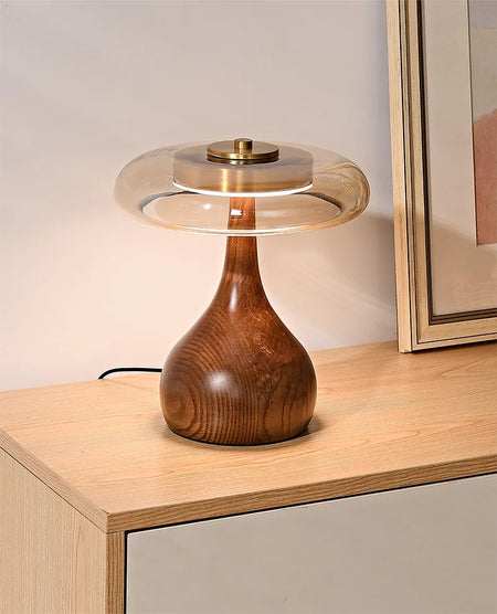 Table Lamp - 12W Luxury Copper Wood Glass Desk Lamp SW-36210234 - SWEET-LIGHTS