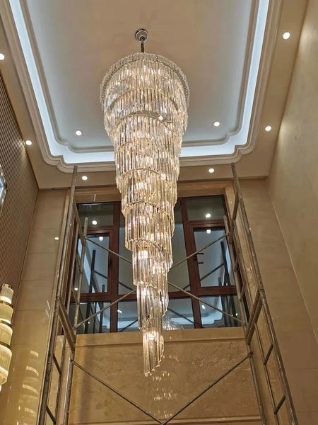 Chandelier - Long Crystal Staircase Gold Modern Lamp Luxury Villa Home Decor SW-36210458 - SWEET-LIGHTS