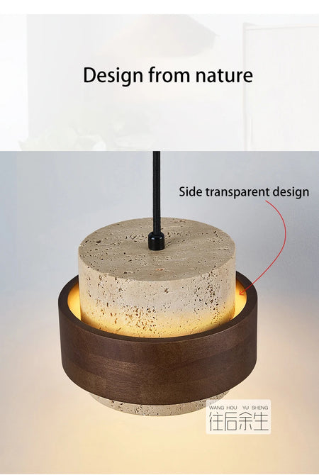 Pendant Light - Led Pendant Lamp Bedroom Chandelier Small Stone Wood Walnut Hanging Fixture SW-36210345 - SWEET-LIGHTS
