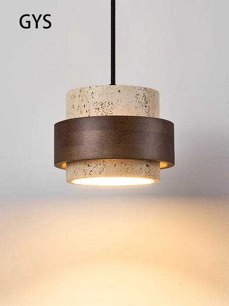 Pendant Light - Led Pendant Lamp Bedroom Chandelier Small Stone Wood Walnut Hanging Fixture SW-36210345 - SWEET-LIGHTS