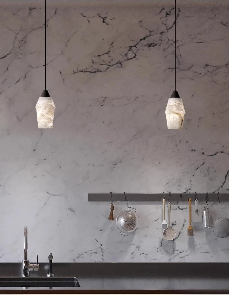 Pendant Light - Natural Marble Alabaster Copper Chandelier SW-36210349 - SWEET-LIGHTS
