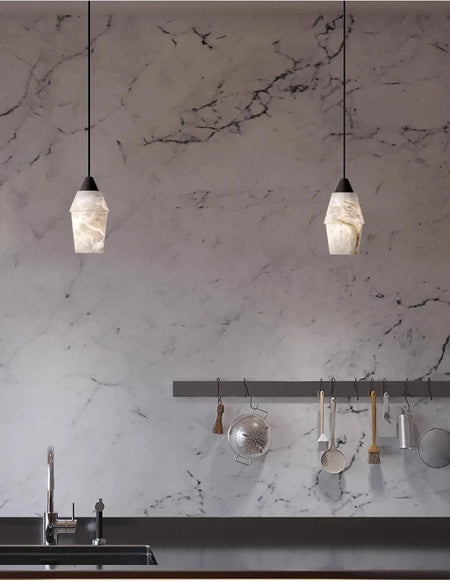 Pendant Light - Natural Marble Alabaster Copper Chandelier SW-36210349 - SWEET-LIGHTS