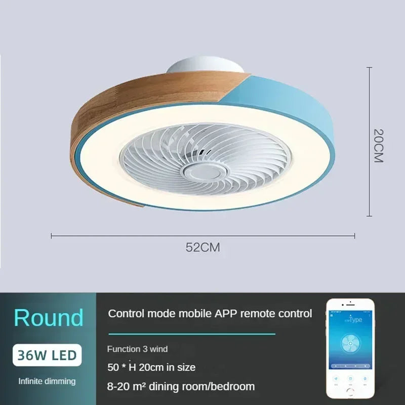 Fans - Modern Low Profile Wood Ceiling Fan Light with Remote Control SW-36210789 - SWEET-LIGHTS