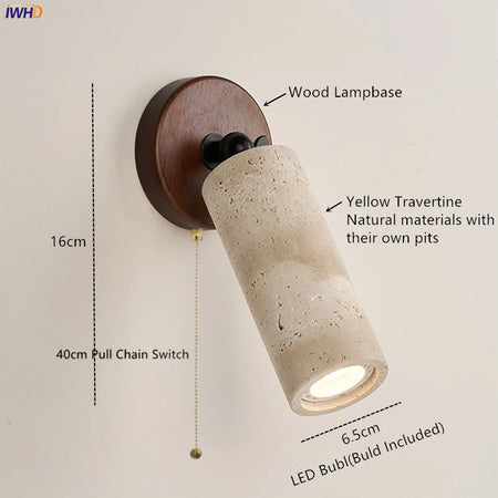 Wall Light - IWHD Modern Nordic LED Walnut Yellow Travertine Lamp SW-36210357 - SWEET-LIGHTS