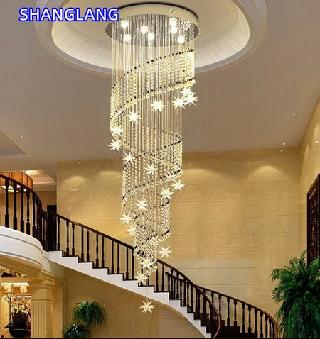 Chandelier - Modern Crystal Moon And Star Spiral Design For Lobby Stair Lighting SW-36210324 - SWEET-LIGHTS