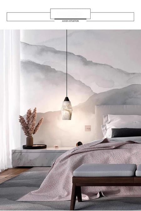Pendant Light - Natural Marble Alabaster Copper Chandelier SW-36210349 - SWEET-LIGHTS