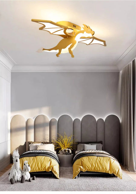 Children Lighting - Golden Dinosaur Fire Breathing Dragon Ceiling Lamps LED Children's Room Light Boy Bedroom Nursery SW-36210345 - SWEET-LIGHTS