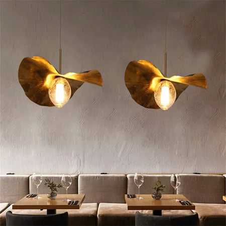 Pendant Light - Lotus Leaf Minimalist Hammered Brass Lamp SW-36210345 - SWEET-LIGHTS